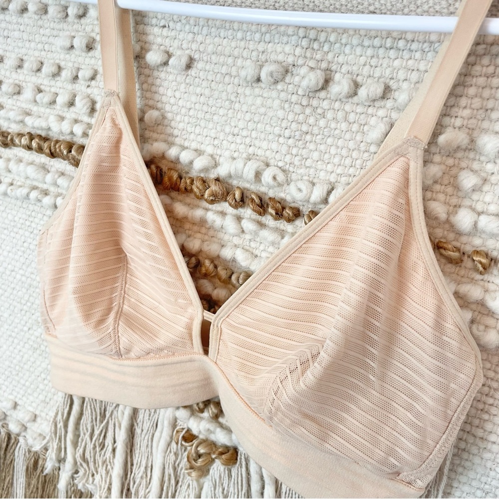 Lively Nude Toasted Almond Striped Mesh Bralette Size 2 - Picture 3 of 6